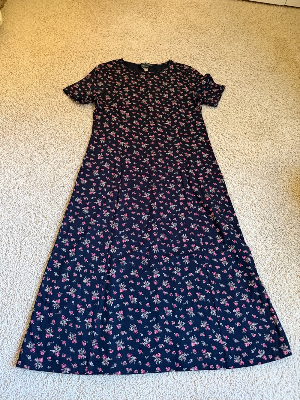 Laura Ashley Navy Maxi Dress with Pink Floral Print